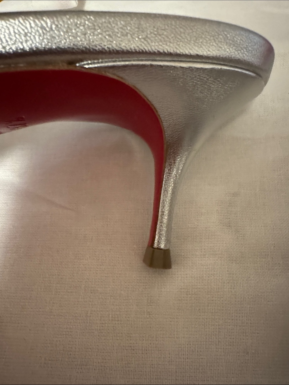 NEW - Christian Louboutin Silver Crystal-Trim Slide Sandals - Picture 6 of 12